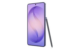 Samsung S26 smartphone with stylus pen front view modern Android mobile device